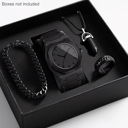 Men's quartz watch, necklace and bracelet set in a coordinated design