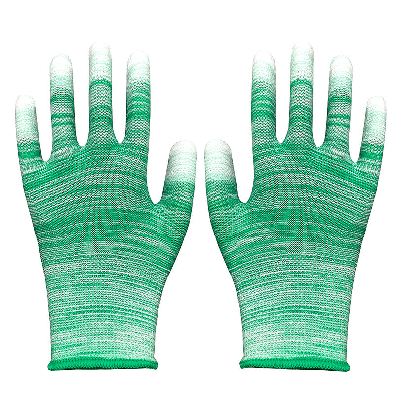 Colored nylon PU-coated labor protection safety gloves in assorted colors