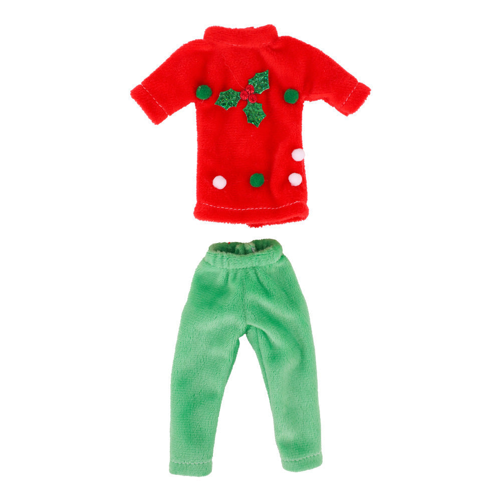 Christmas bookshelf doll's clothing accessories by My Store, festive miniature outfit display