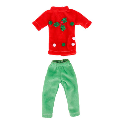 Christmas bookshelf doll's clothing accessories by My Store, festive miniature outfit display
