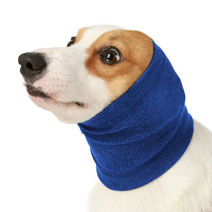Pet dog comforter headband scarf in soft fabric, designed for a comfortable fit around a dog's head