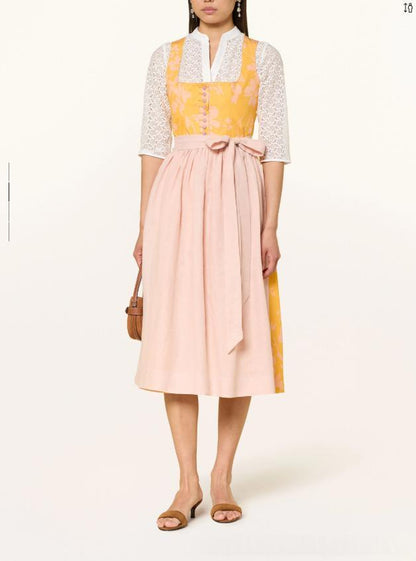 French-style lace-up bow long dress for elegant women's workwear