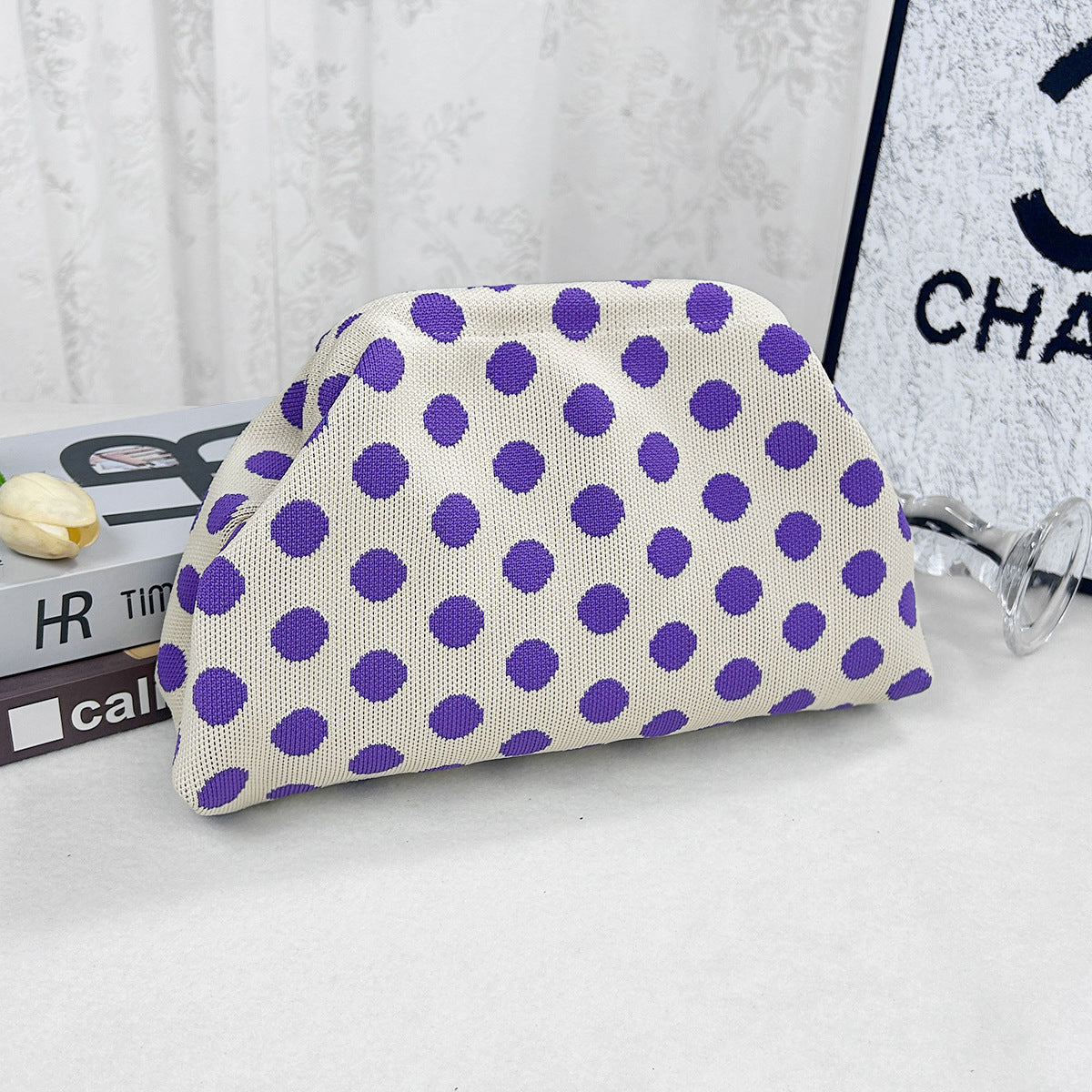 Women's knitted striped clutch bag by My Store