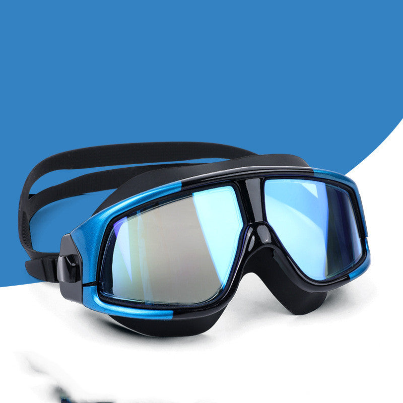 Transparent big-frame electroplating waterproof myopia swimming and diving goggles for adults