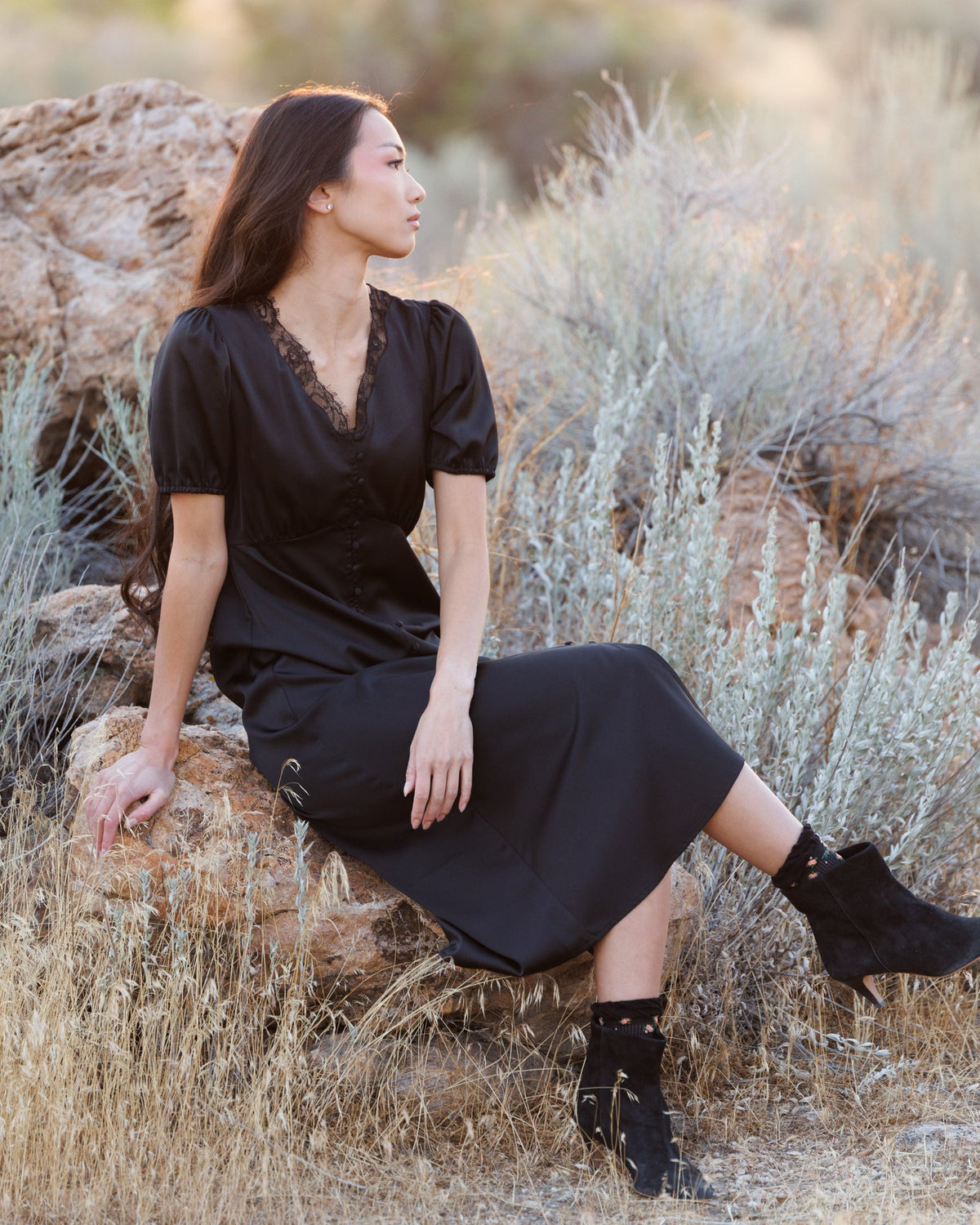 Downeast First Love Dress, lightweight and flowy dress with floral pattern, perfect for casual or summer wear.