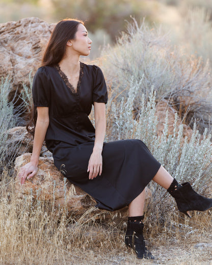 Downeast First Love Dress, lightweight and flowy dress with floral pattern, perfect for casual or summer wear.