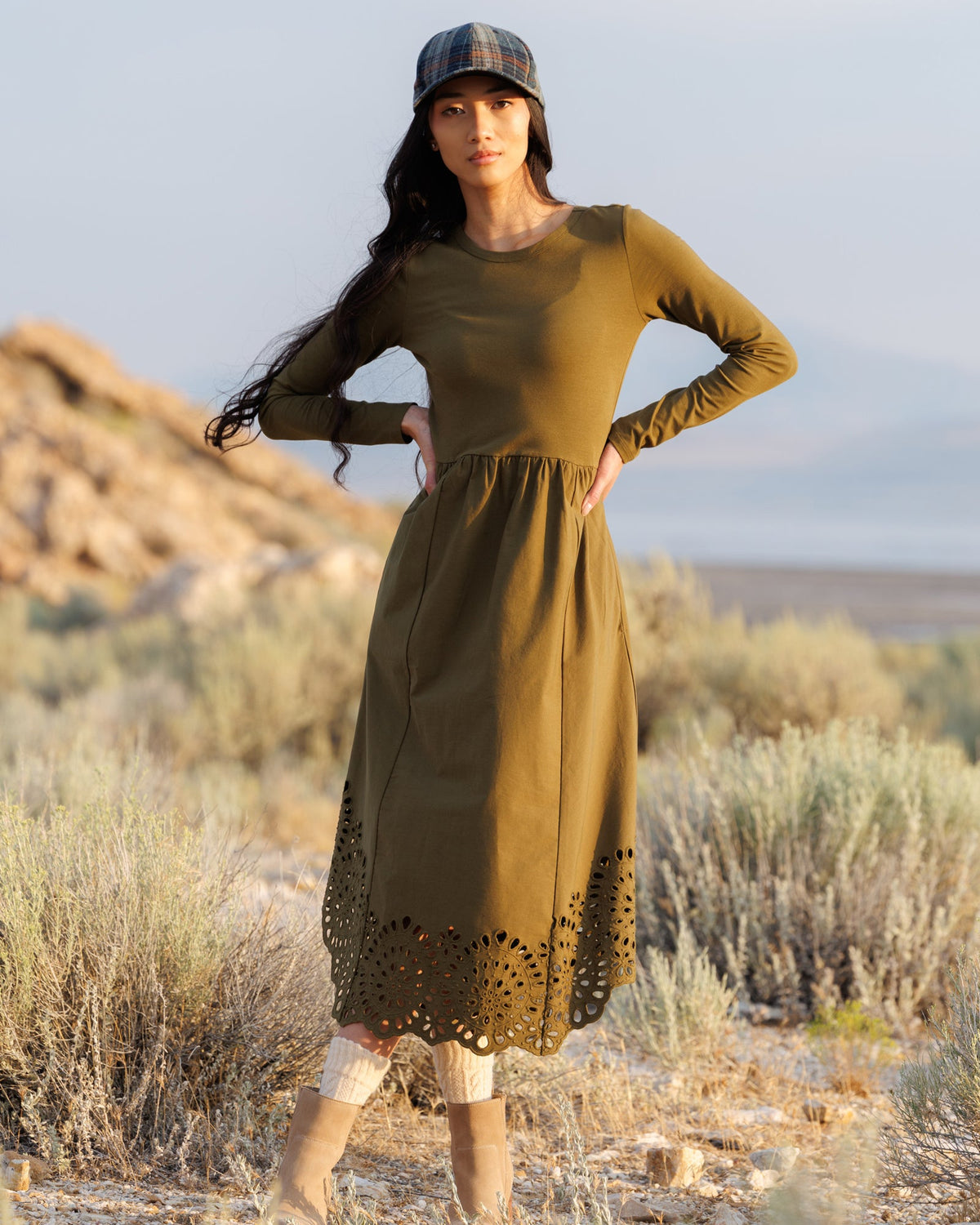 Downeast embroidered hybrid dress featuring intricate embroidery, flowing fabric, and a stylish design perfect for casual or semi-formal wear.