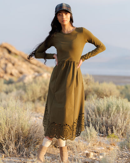 Downeast embroidered hybrid dress featuring intricate embroidery, flowing fabric, and a stylish design perfect for casual or semi-formal wear.