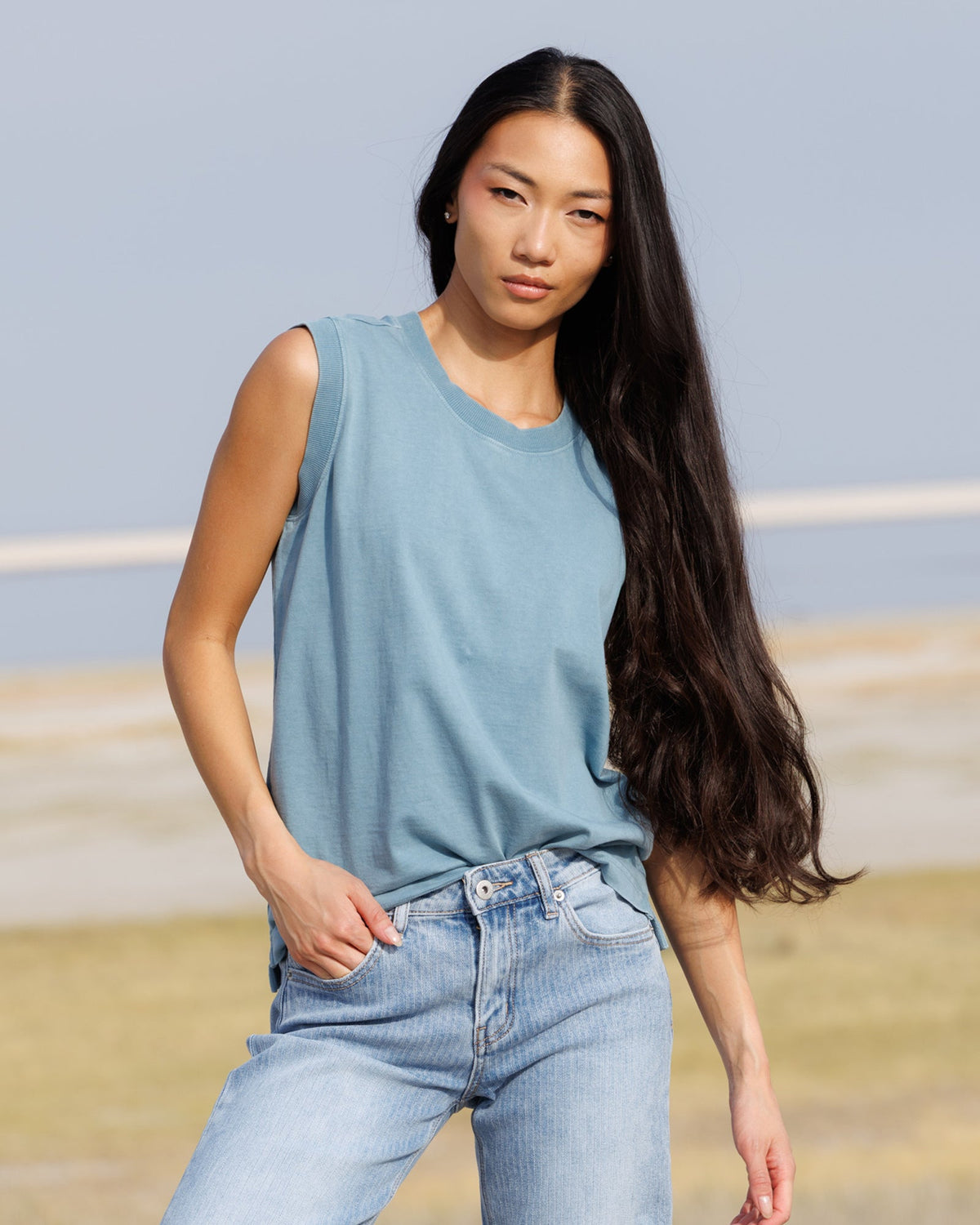 Downeast Your Favorite Tank top in soft fabric, sleeveless design, and casual fit, perfect for warm weather wear.