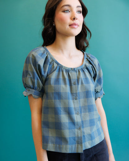 Downeast Checks Notes Top featuring a casual, relaxed fit with checkered pattern in soft fabric, ideal for everyday wear.