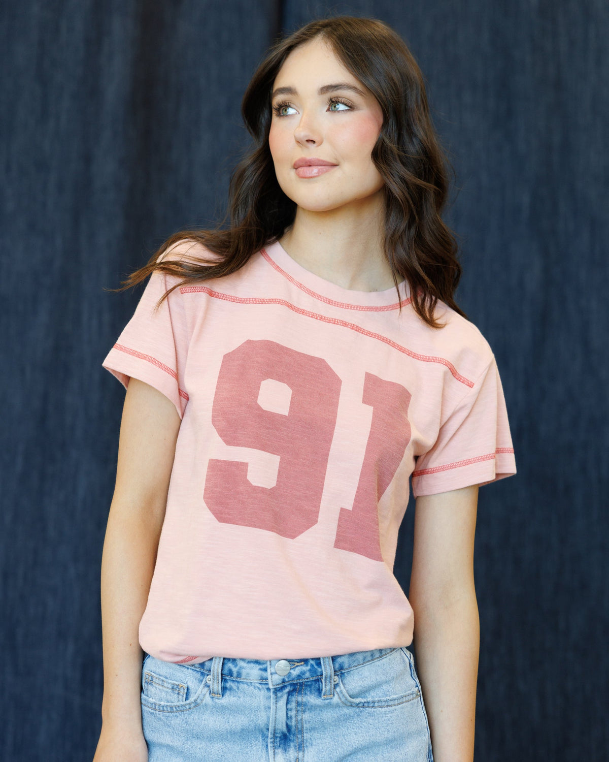 Downeast cheer section tee shirt for women, casual tops with cheerful design and comfortable fit, perfect for team events.
