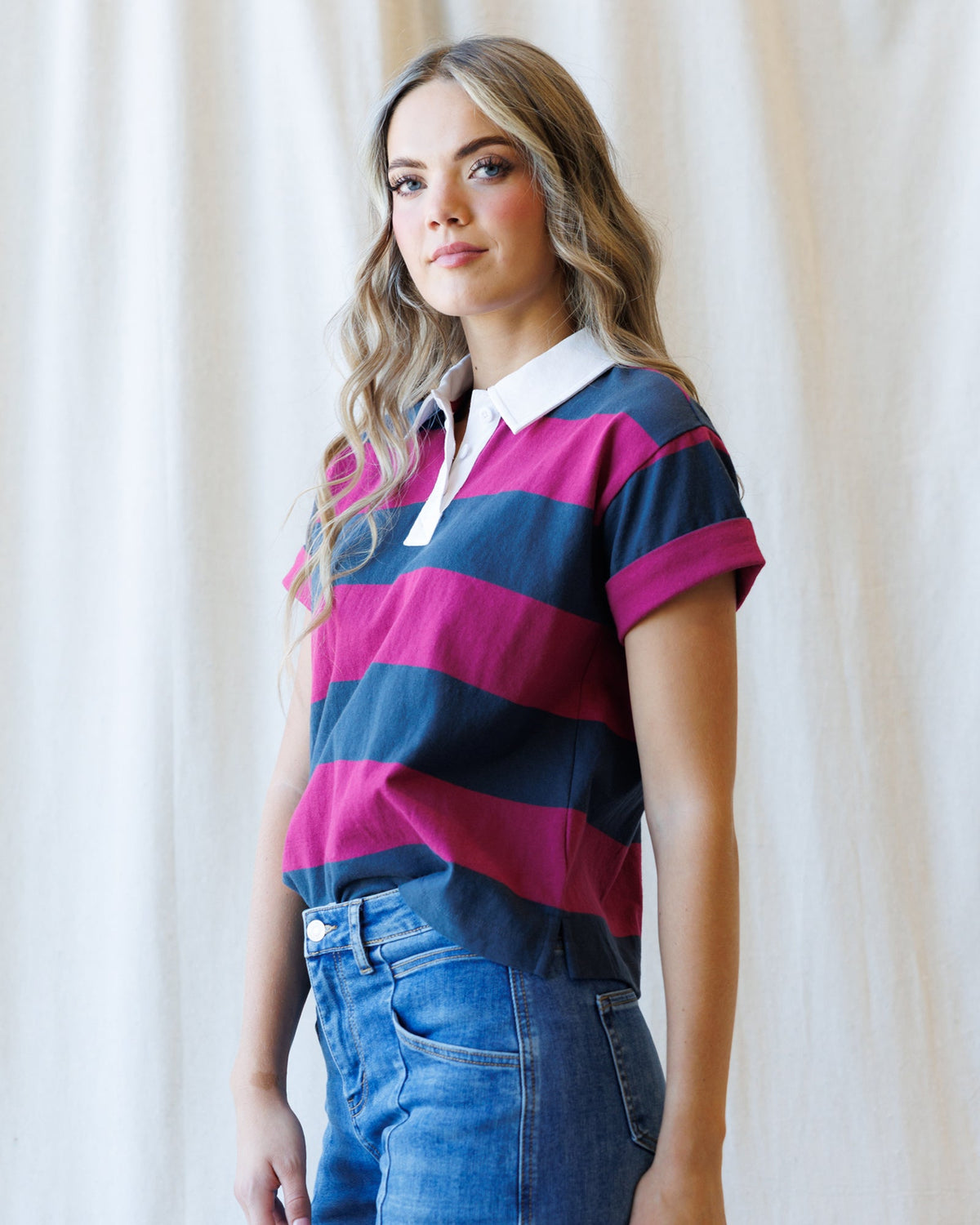 Downeast rugby tee shirt for men, casual tops with a classic design, featuring a comfortable fit and soft fabric.