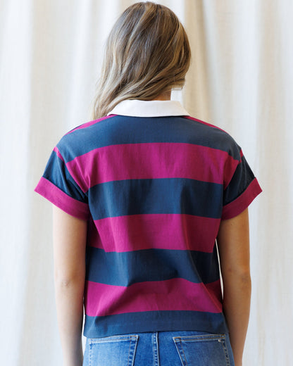Downeast rugby tee shirt for men, casual tops with a classic design, featuring a comfortable fit and short sleeves.