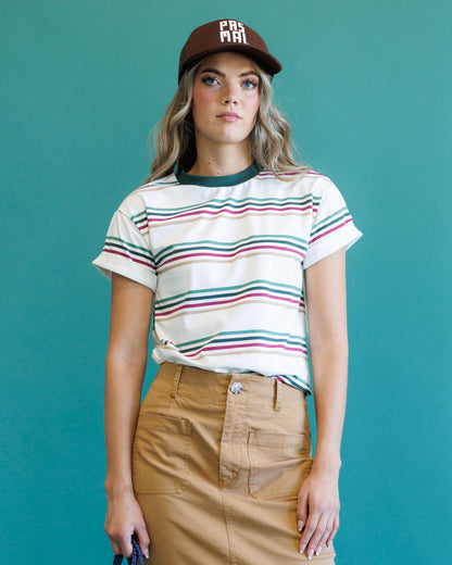 Downeast Fundamental Tee, a versatile casual top in soft fabric, shown in a relaxed fit with short sleeves.