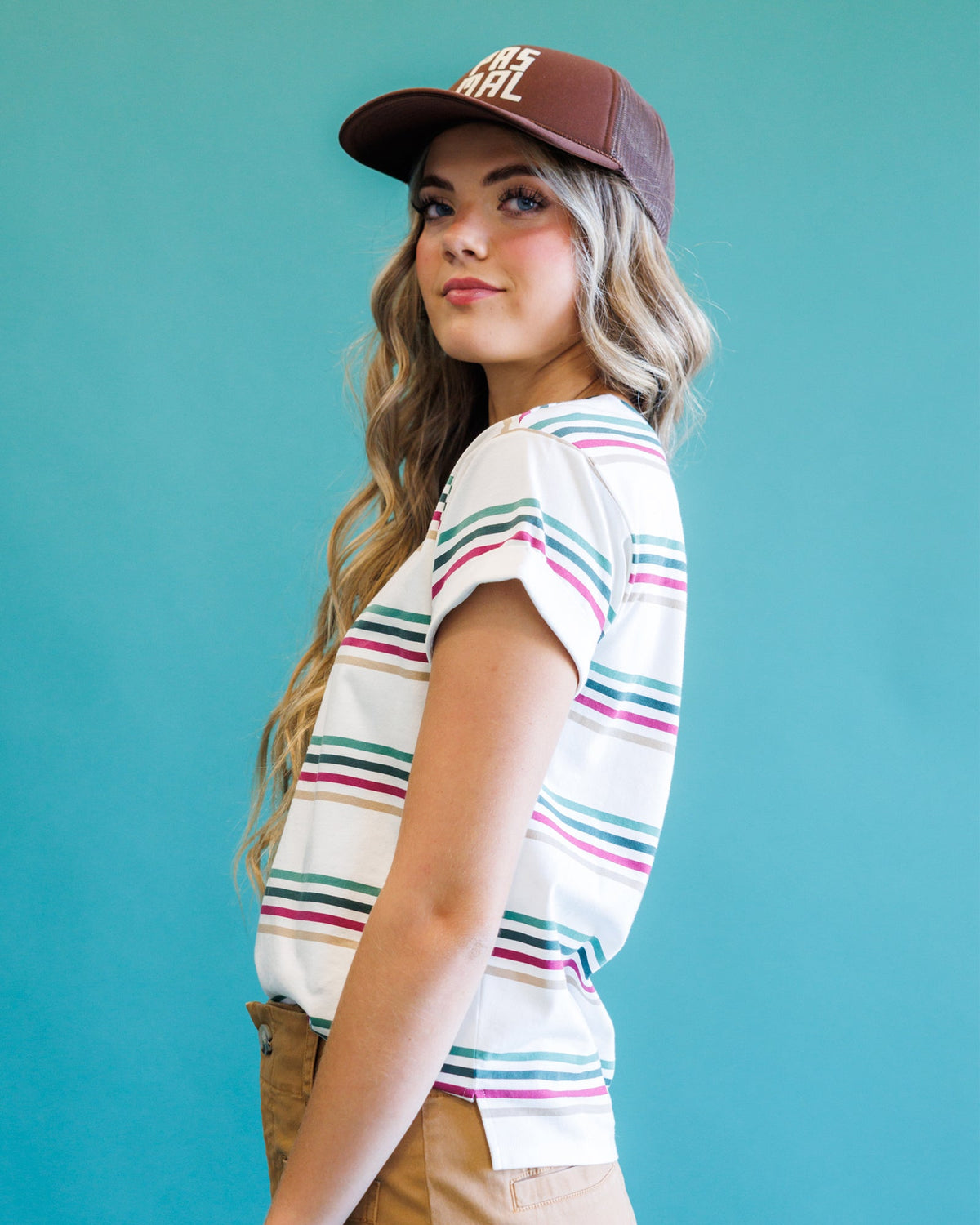 Downeast Fundamental Tee in soft fabric, featuring a classic crew neck and short sleeves, stylishly displayed on a hanger.