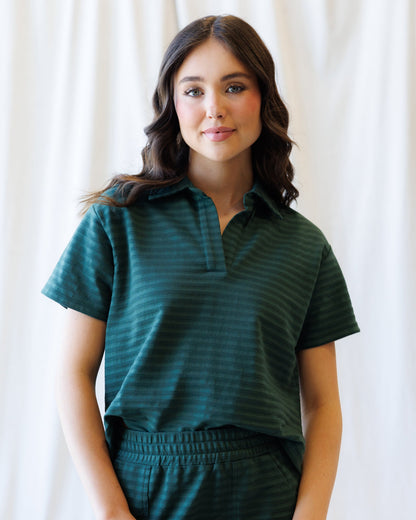 Downeast Du Jour Polo shirt in a casual tops style, featuring a classic fit with a collar and short sleeves.