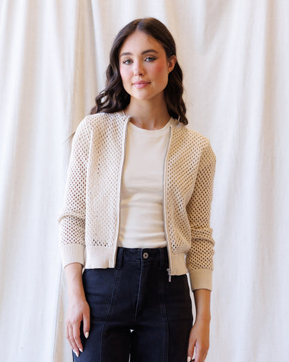 Downeast Signature Sweater Jacket with cozy knit fabric and classic design, displayed on a hanger.