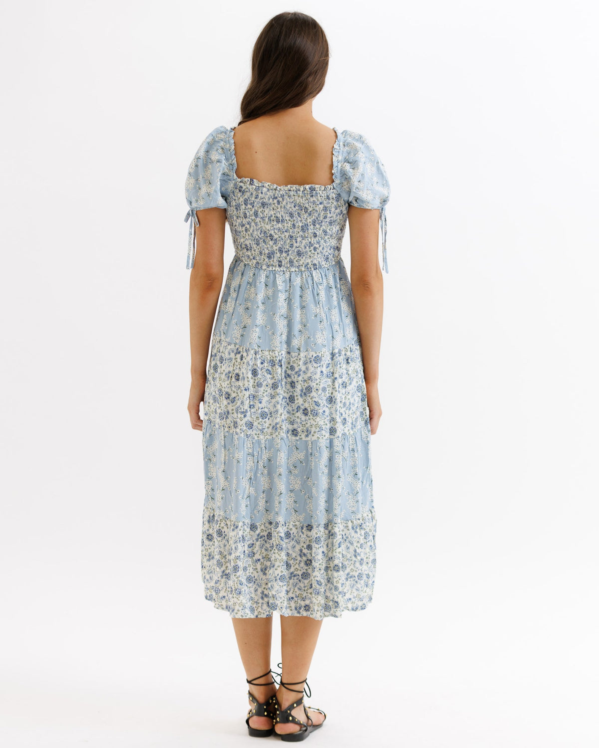 Downeast Fresh Bouquet dress, a lightweight floral dress with a fitted bodice and flowing skirt, perfect for summer occasions.