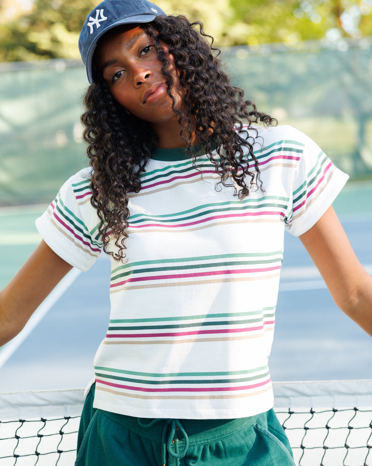 Downeast Fundamental Tee, casual short-sleeve tops in soft fabric, shown in a neutral color on a plain background.