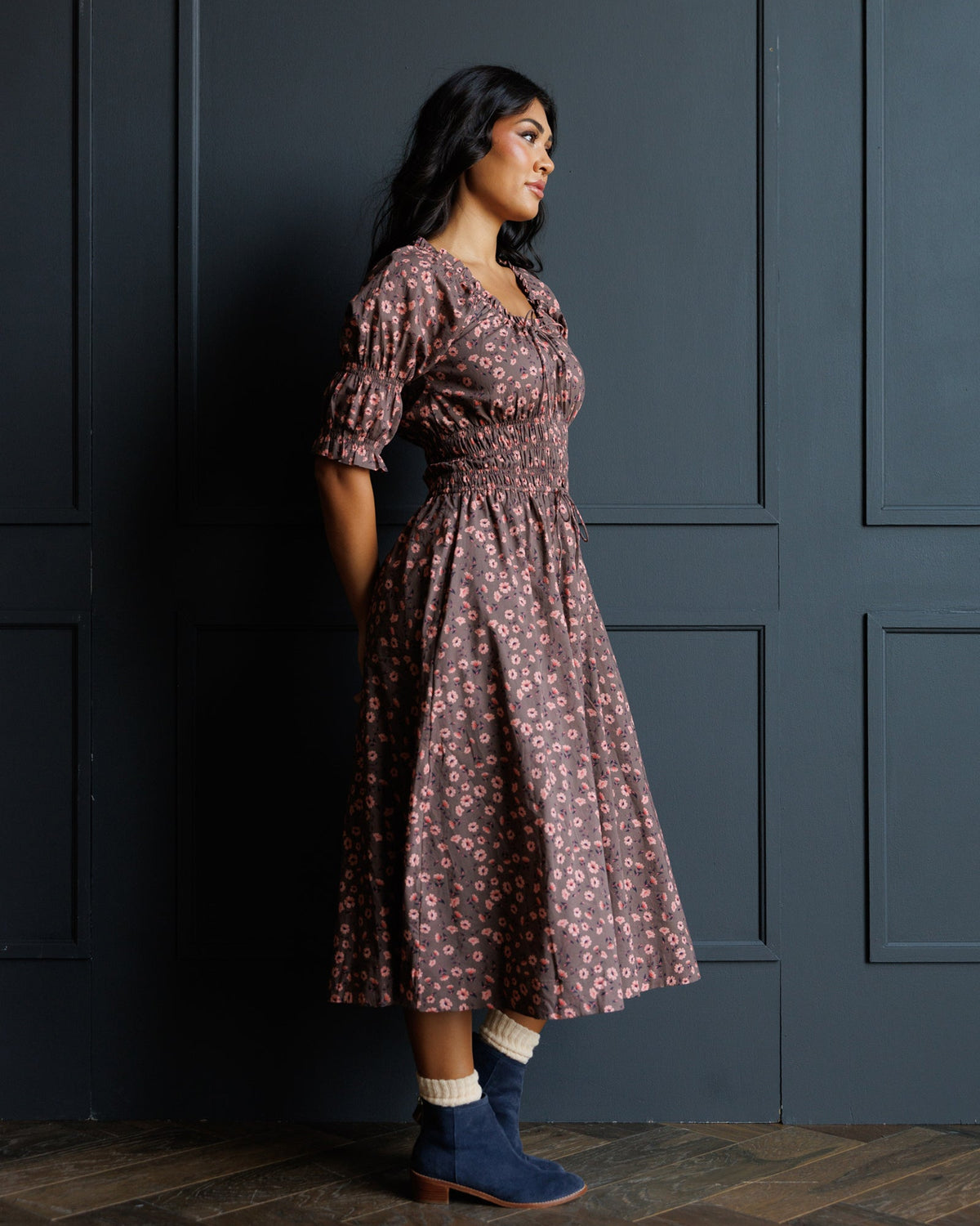 Downeast Long Way Home Dress featuring a flowing silhouette, soft fabric, and casual style displayed on a model.