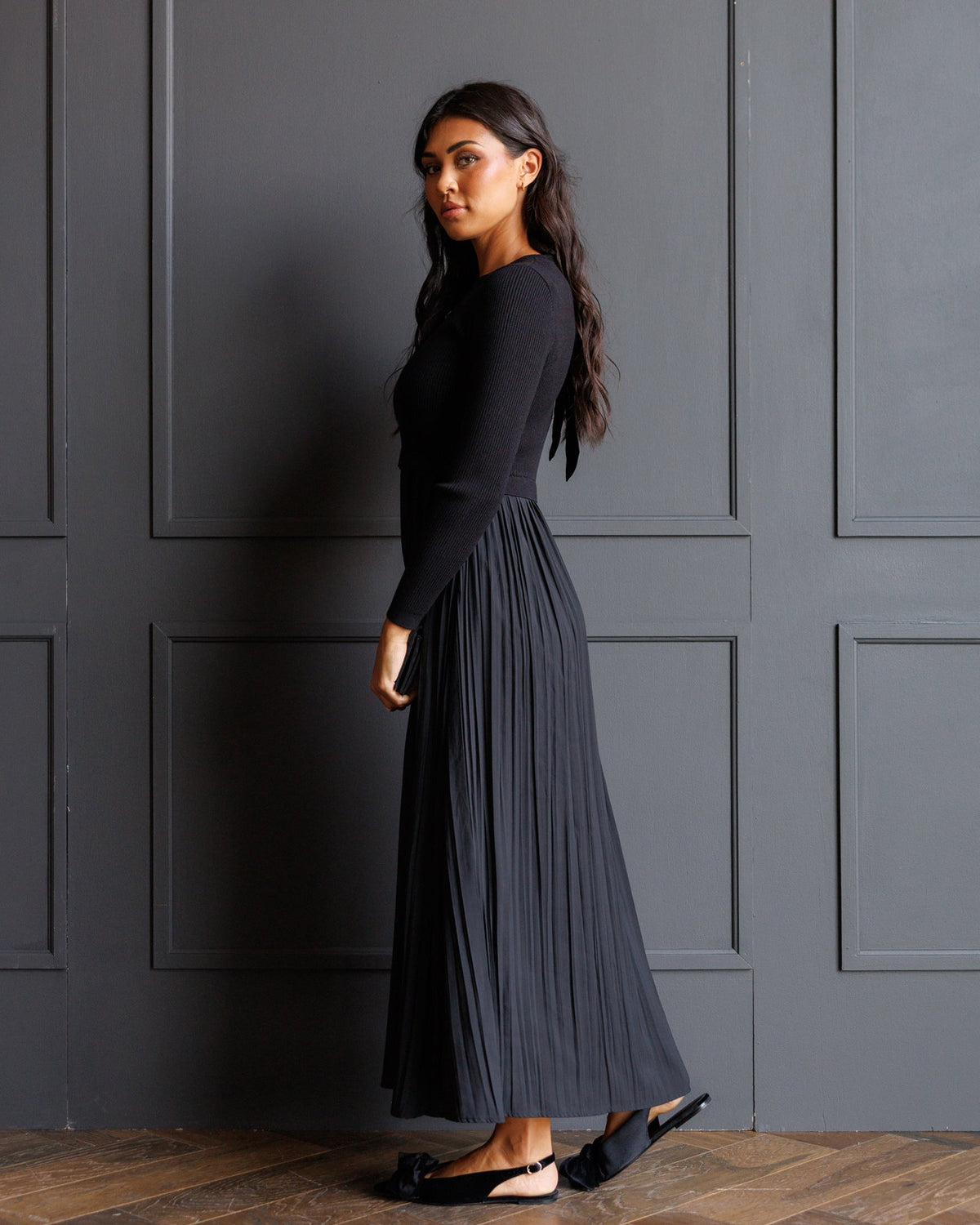 Downeast Soho Satin Dress in elegant, smooth satin fabric, showcasing a stylish dress with a flattering fit and sophisticated design.