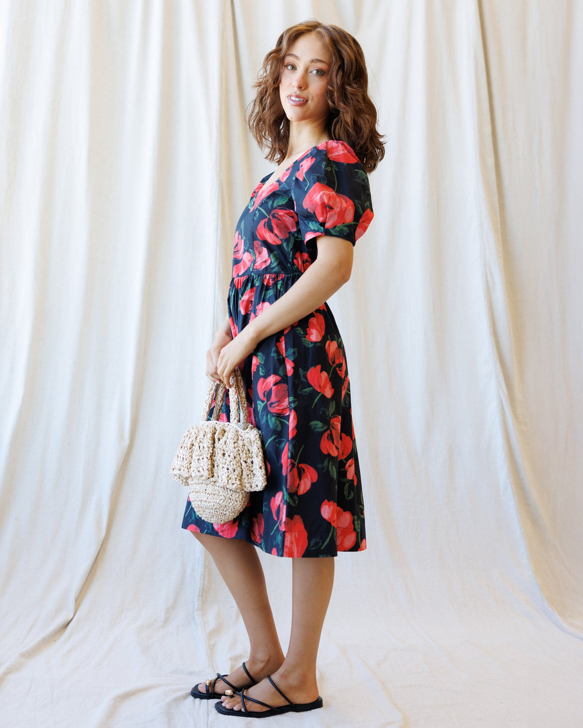 Downeast Signature Sun Dress, lightweight sleeveless dress with floral print and V-neck, perfect for summer wear.