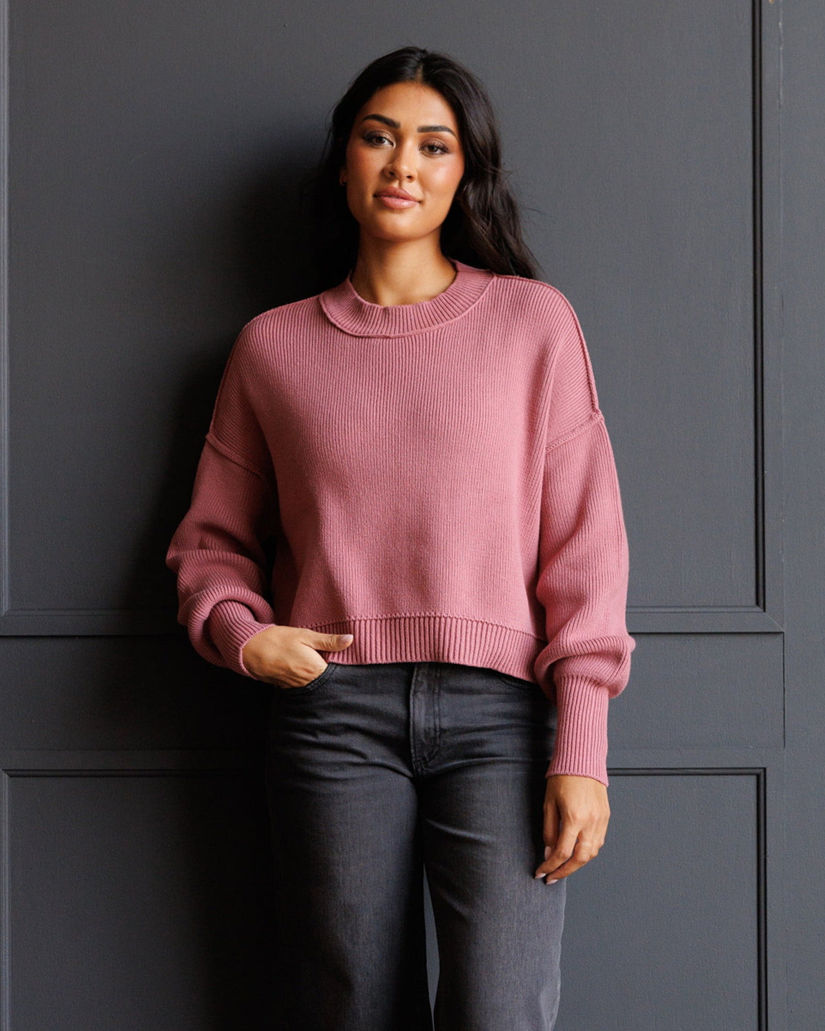 Downeast The Best Sweater in soft knit fabric, featuring a cozy design with a round neckline and long sleeves.