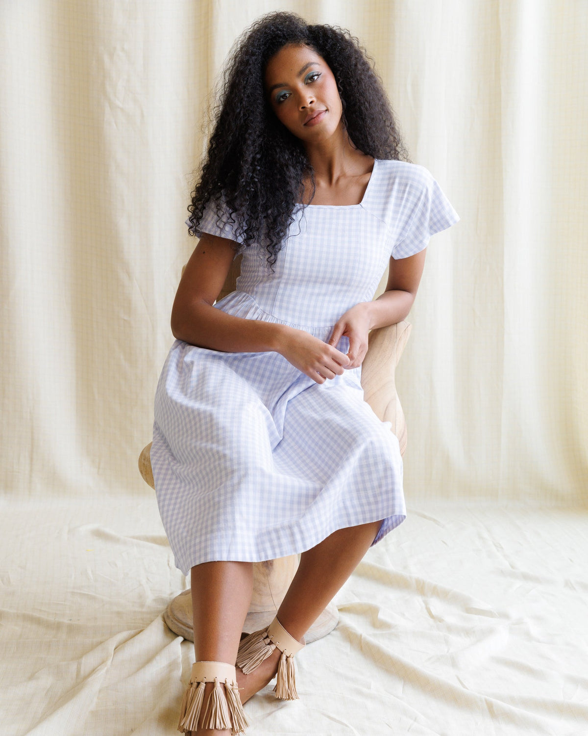 Downeast Countryside Dress in soft floral fabric, featuring a flowy silhouette and short sleeves, perfect for casual summer wear.