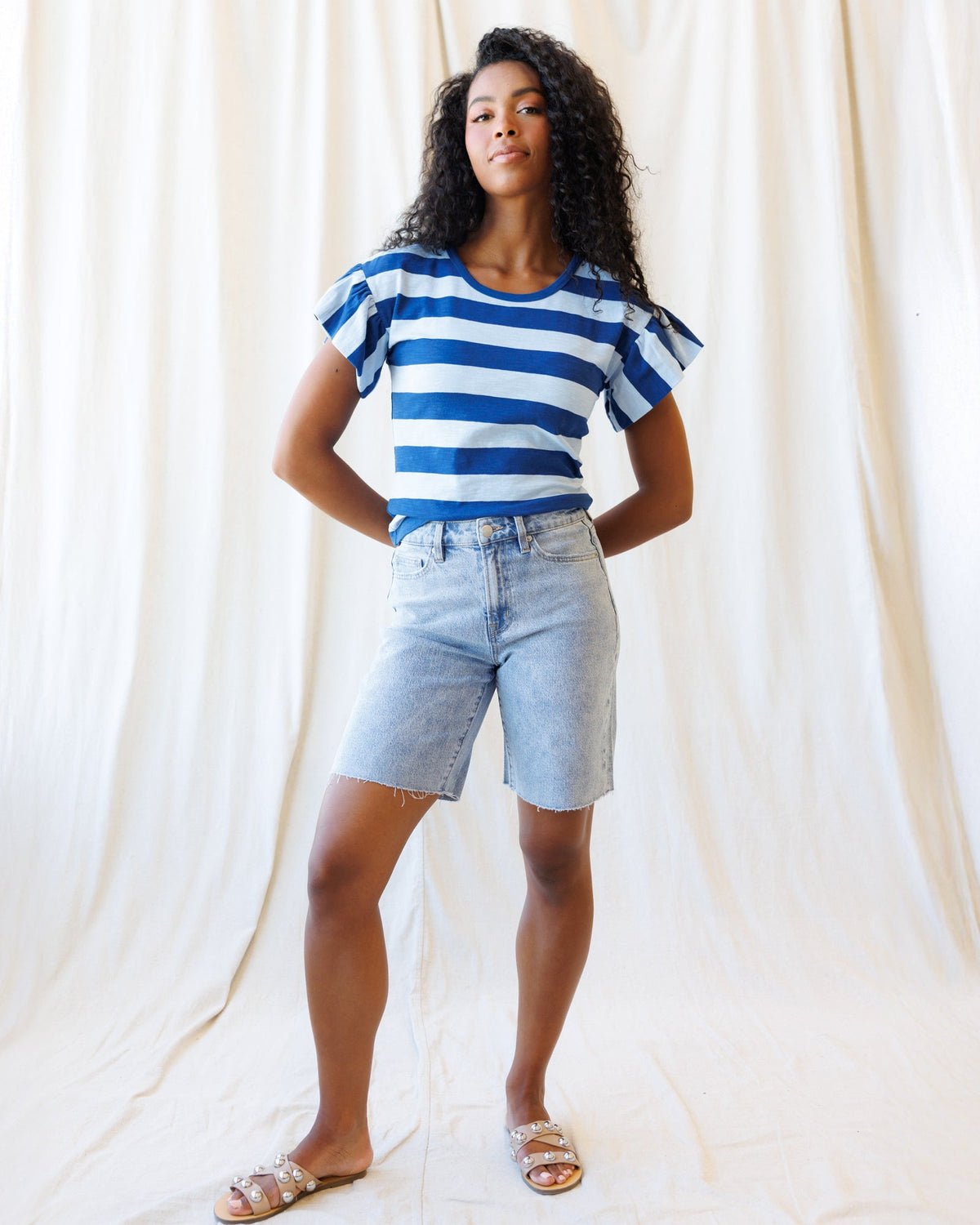 Downeast Charisma Tee, a stylish casual top in soft fabric, shown in a relaxed fit with short sleeves and a classic neckline.