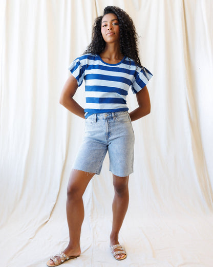Downeast Charisma Tee, a stylish casual top in soft fabric, shown in a relaxed fit with short sleeves and a classic neckline.