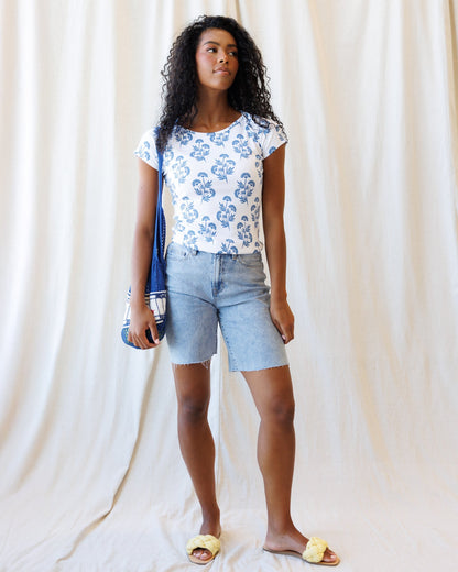 Downeast Artistic Tee, casual women's top with vibrant artistic print and relaxed fit, displayed on a neutral background.