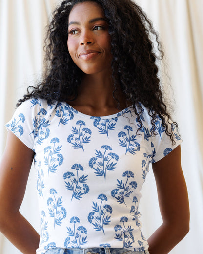 Downeast Artistic Tee tops in vibrant fabric with abstract artistic print, casual and stylish for everyday wear.