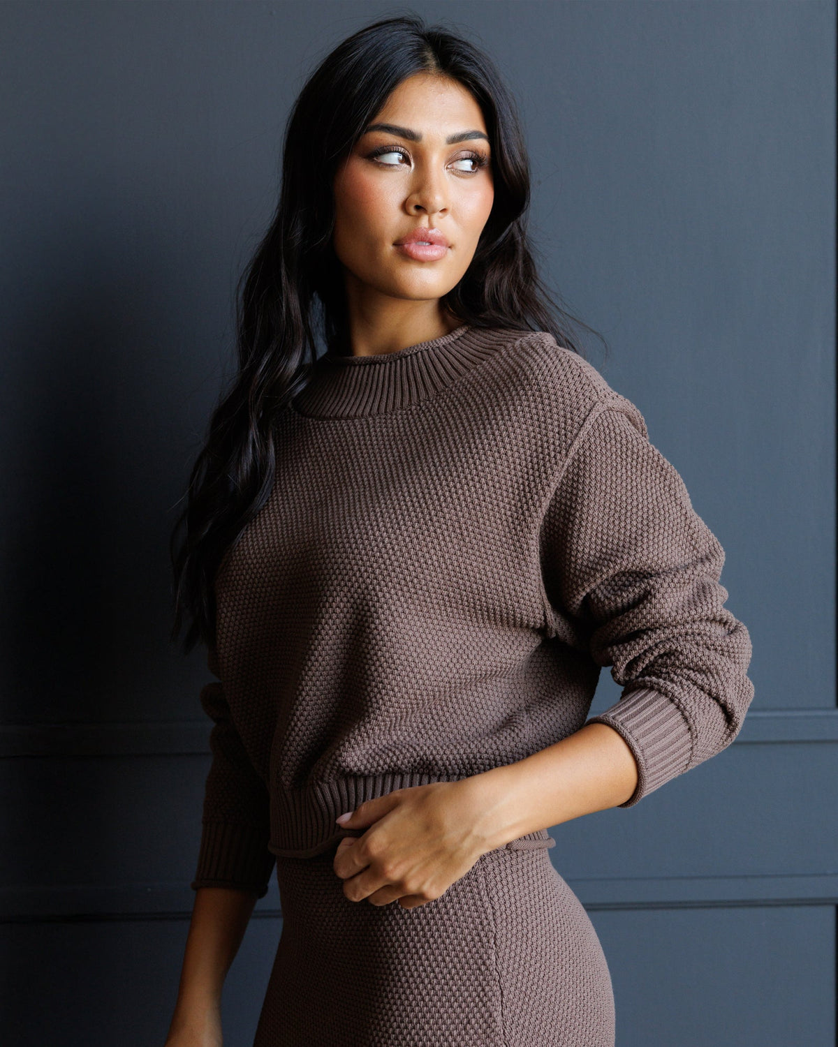 Downeast Carpe Diem sweater featuring a cozy knit design in a neutral color, perfect for casual wear.