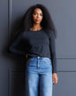 Downeast Essential Long Sleeve Tee in soft fabric, showcasing a casual, comfortable top with a fitted silhouette and round neckline.