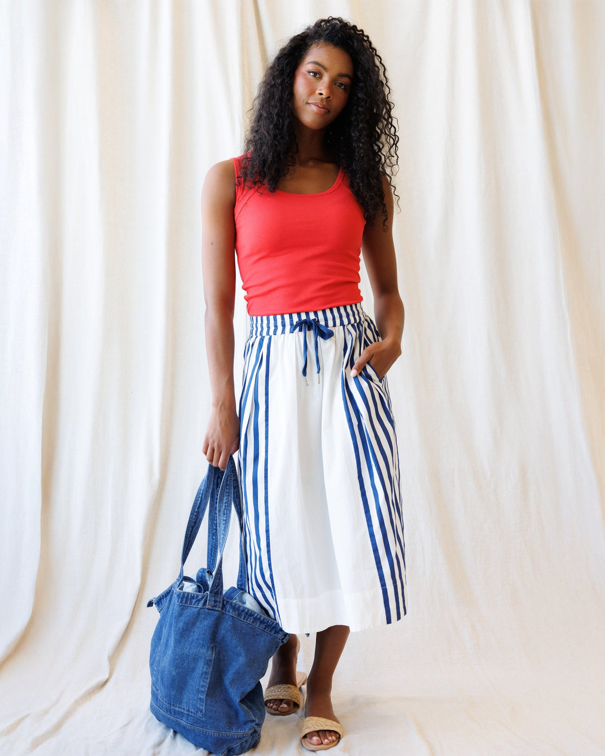 Downeast Sail Away Skirt in lightweight fabric, featuring a nautical-inspired design and a flowy silhouette.