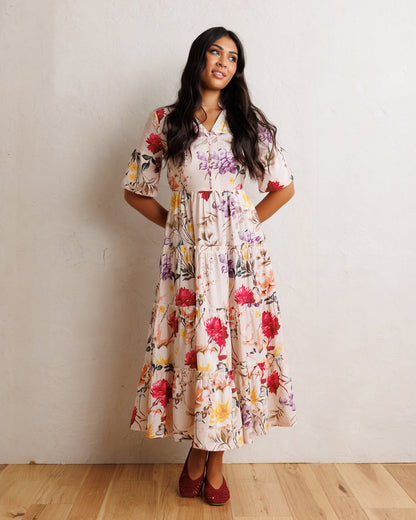 Downeast Mcintosh maxi dress featuring a flowing silhouette and floral pattern, perfect for casual or dressy occasions.