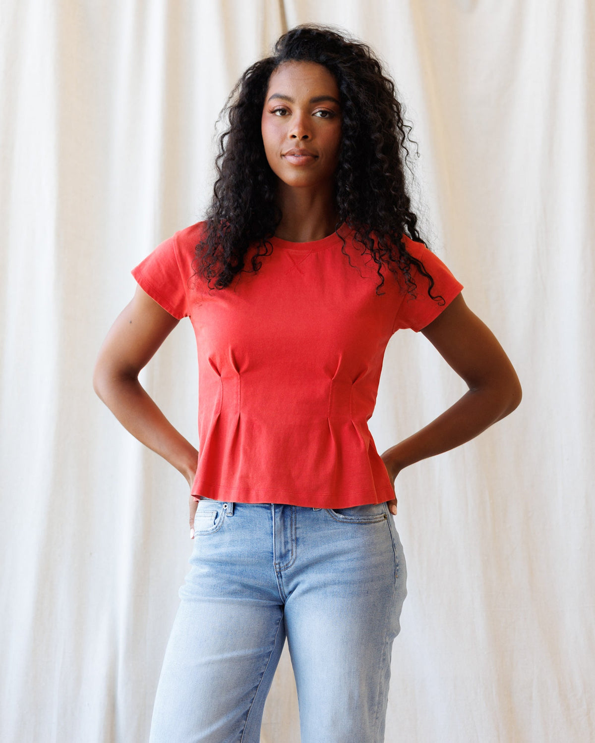 Downeast Pretty Sporty Tee, casual women's tops in soft fabric with a relaxed fit, shown in a stylish, comfortable design.