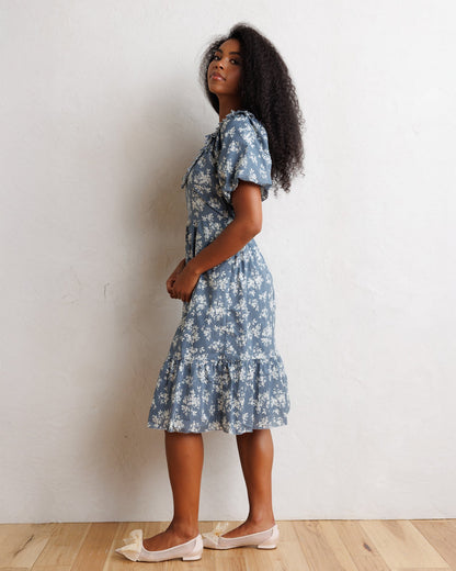 Downeast Heritage Beauty Dress in floral print, featuring a flowing design and sleeveless style, perfect for casual or semi-formal wear.