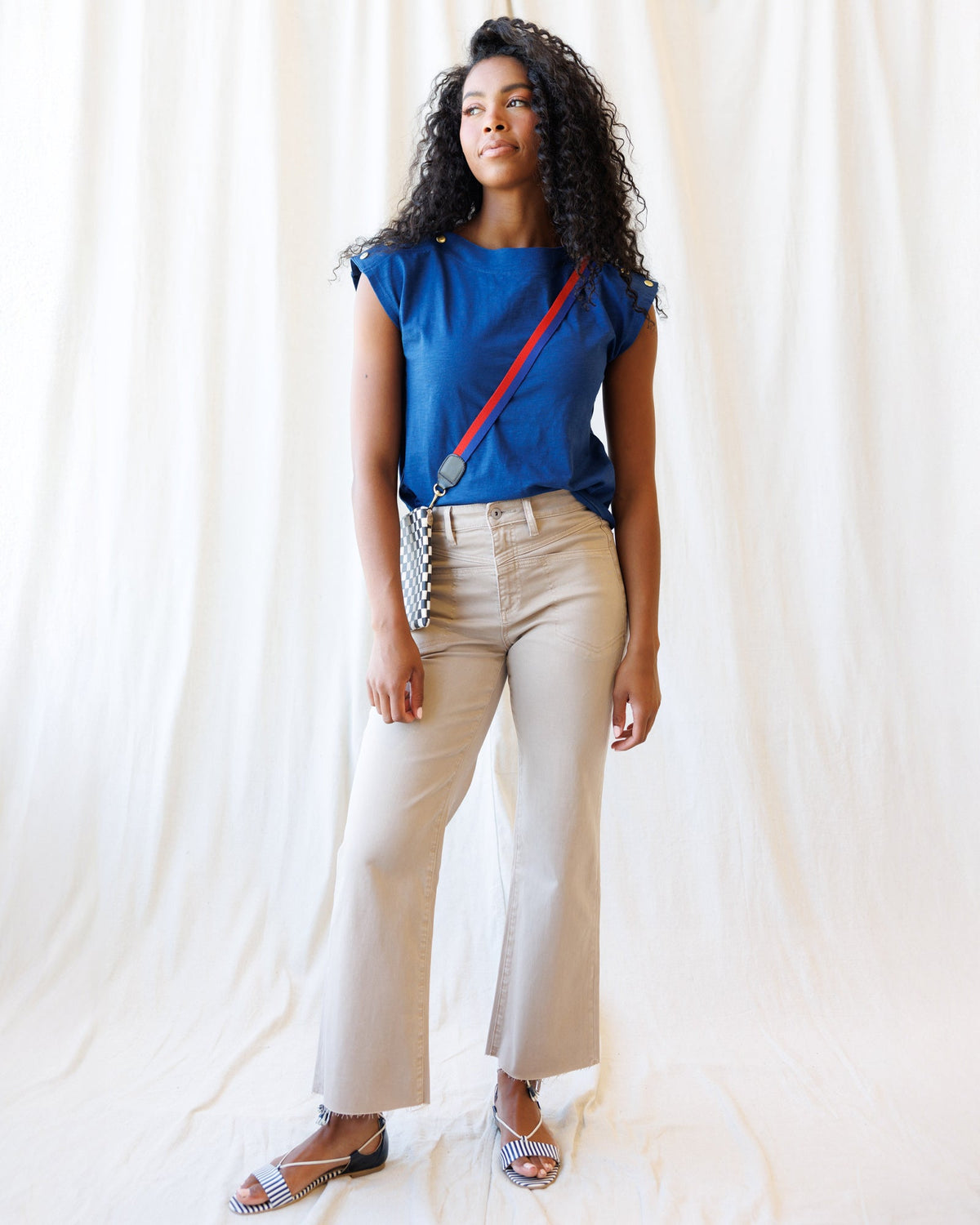 Downeast Bar Harbor top, lightweight casual blouse with short sleeves and floral pattern, displayed on a hanger.