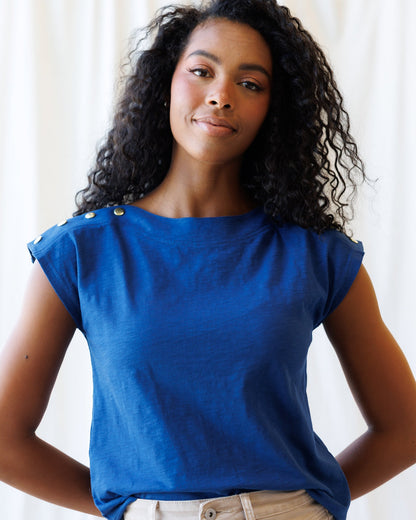 Downeast Bar Harbor top, lightweight casual women's blouse in soft fabric, featuring a relaxed fit and subtle detailing.