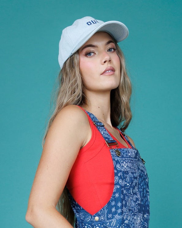 Downeast Say Oui hat, stylish casual hat with embroidered logo, featuring a comfortable brim and adjustable strap.