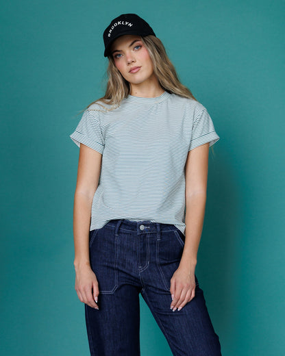 Downeast Fundamental Tee in soft fabric, featuring a classic fit and short sleeves, ideal for casual tops.