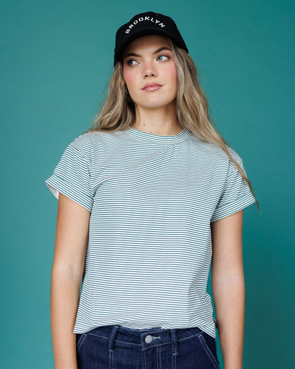 Downeast Fundamental Tee in a casual tops style, shown in a neutral color with a relaxed fit and classic crew neckline.