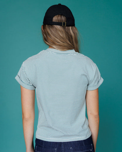 Downeast Fundamental Tee, casual cotton top in a neutral color, featuring a classic fit and short sleeves.