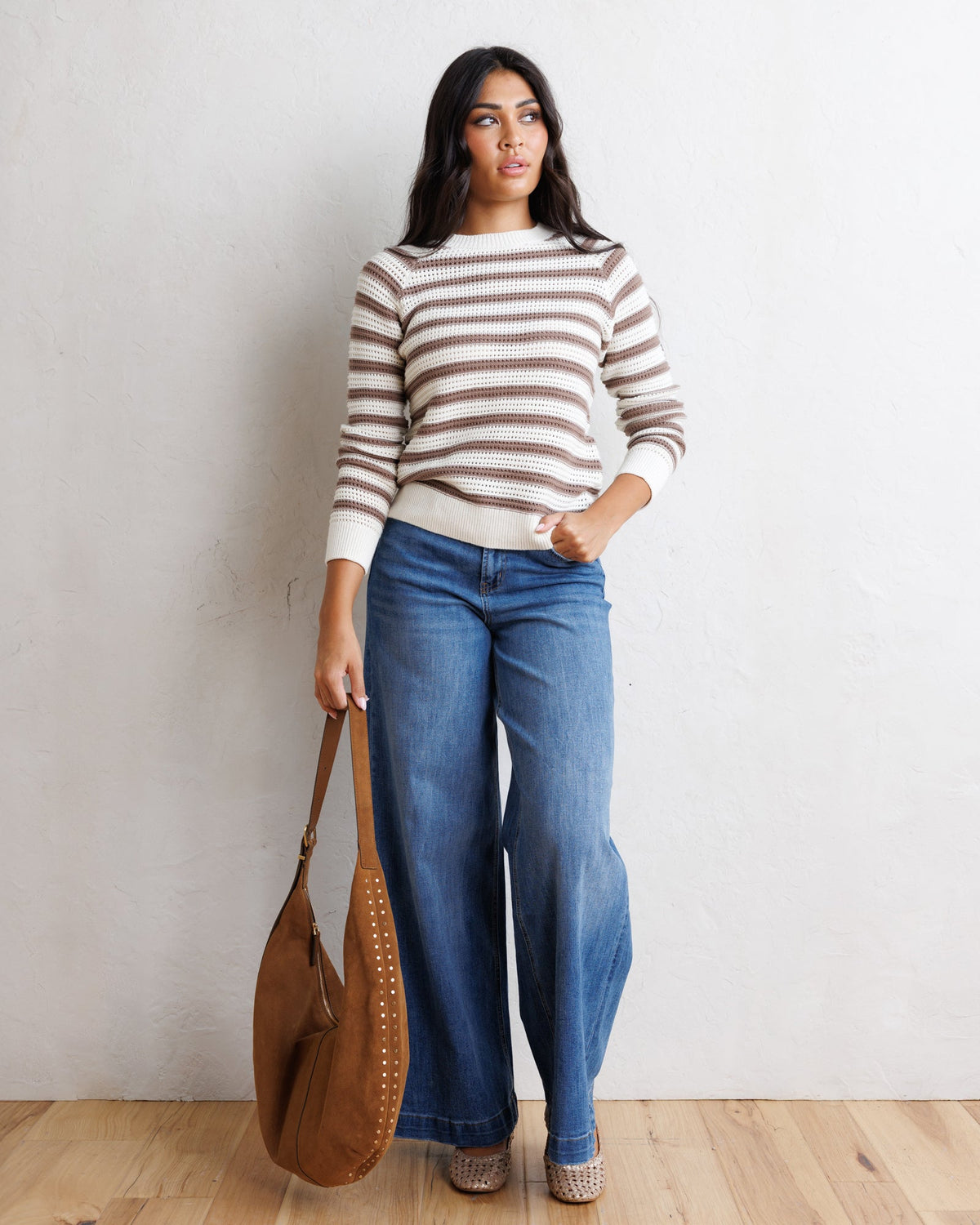 Downeast underlined crew sweater in soft knit fabric, featuring a classic crew neck and subtle underline detail.