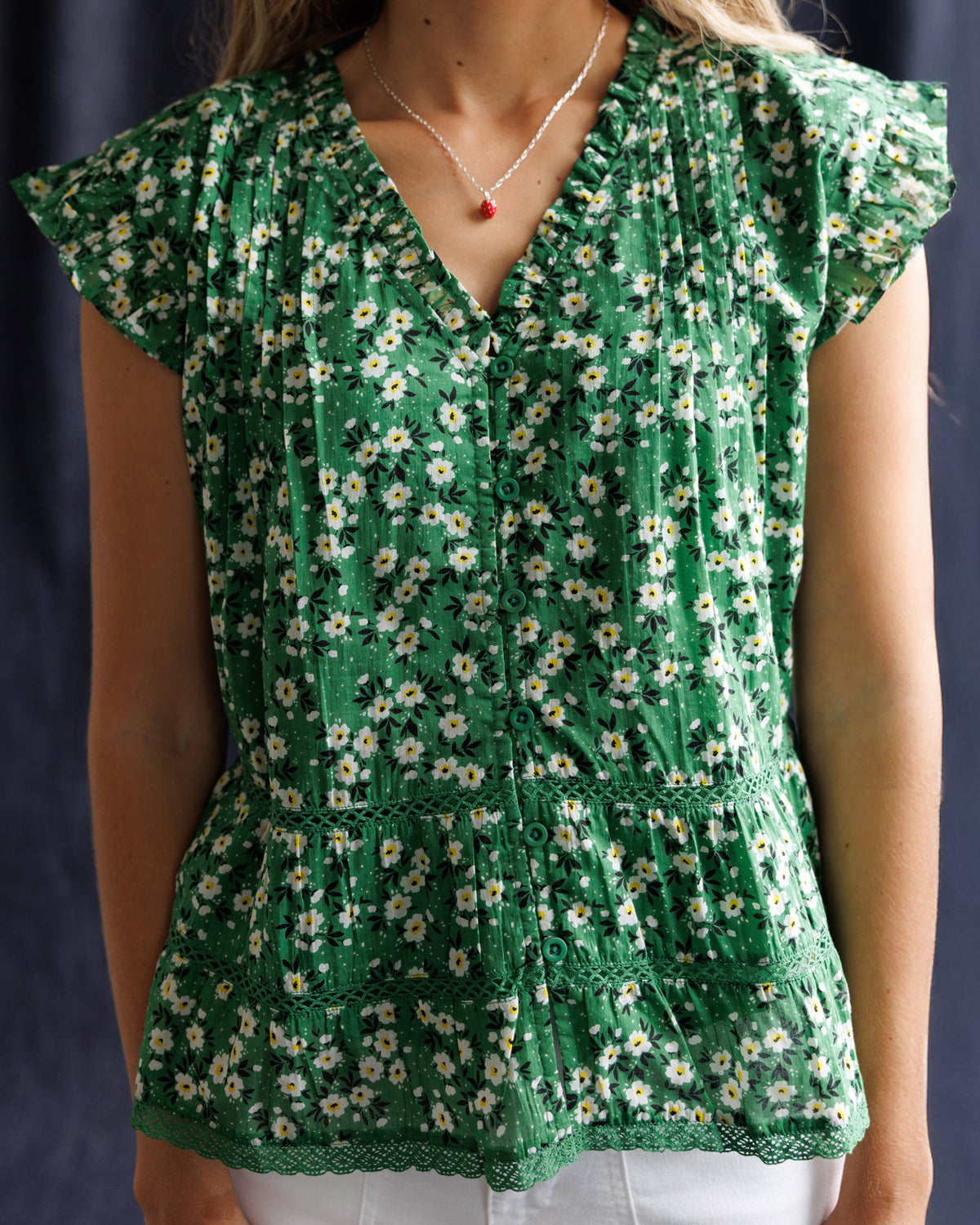 Downeast Glow Ahead Top, stylish women's top with a flattering fit, shown in a close-up of the fabric and design details.