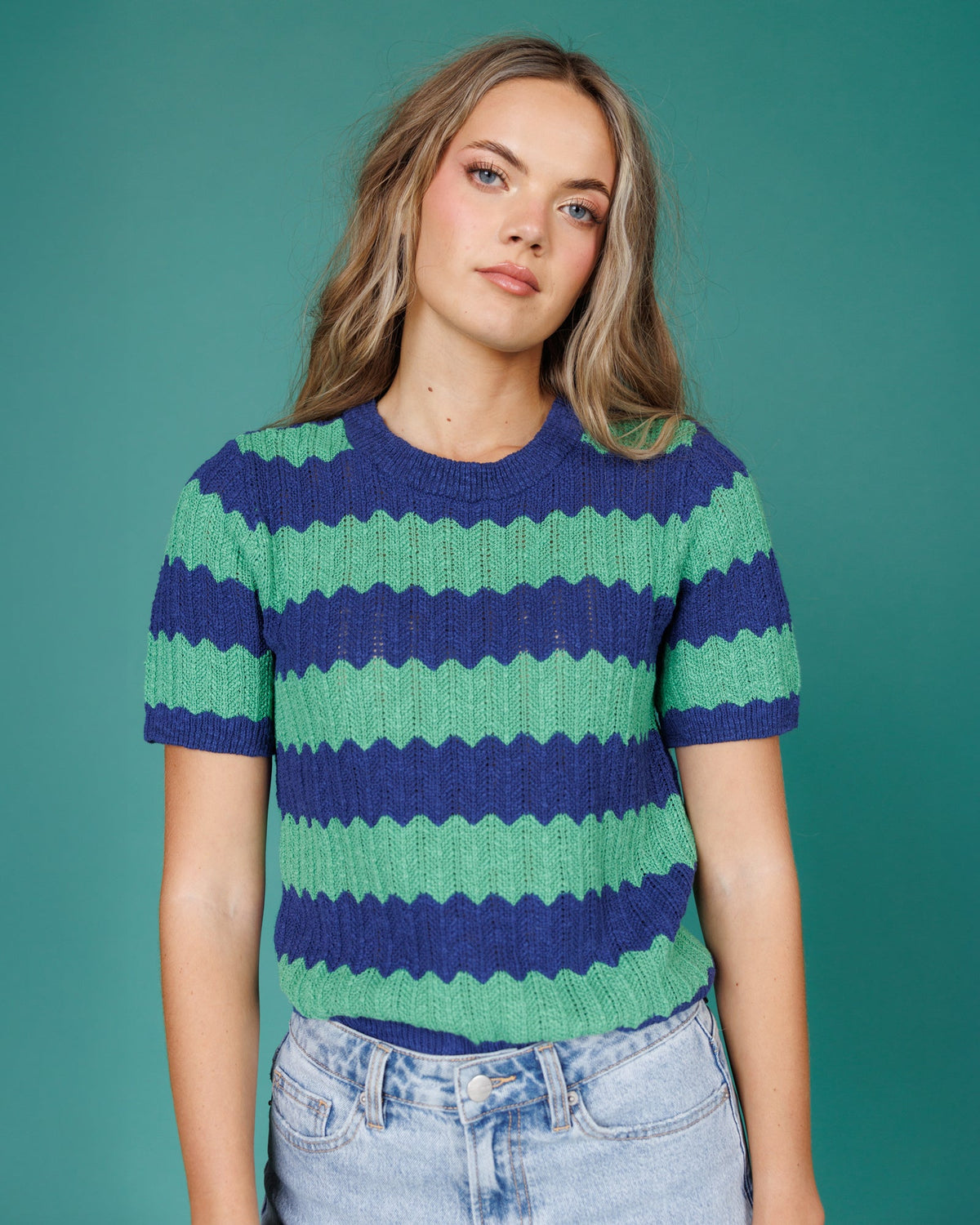 Downeast Tropez Sweater in soft knit fabric, featuring a relaxed fit with ribbed cuffs and neckline, casual and comfortable style.