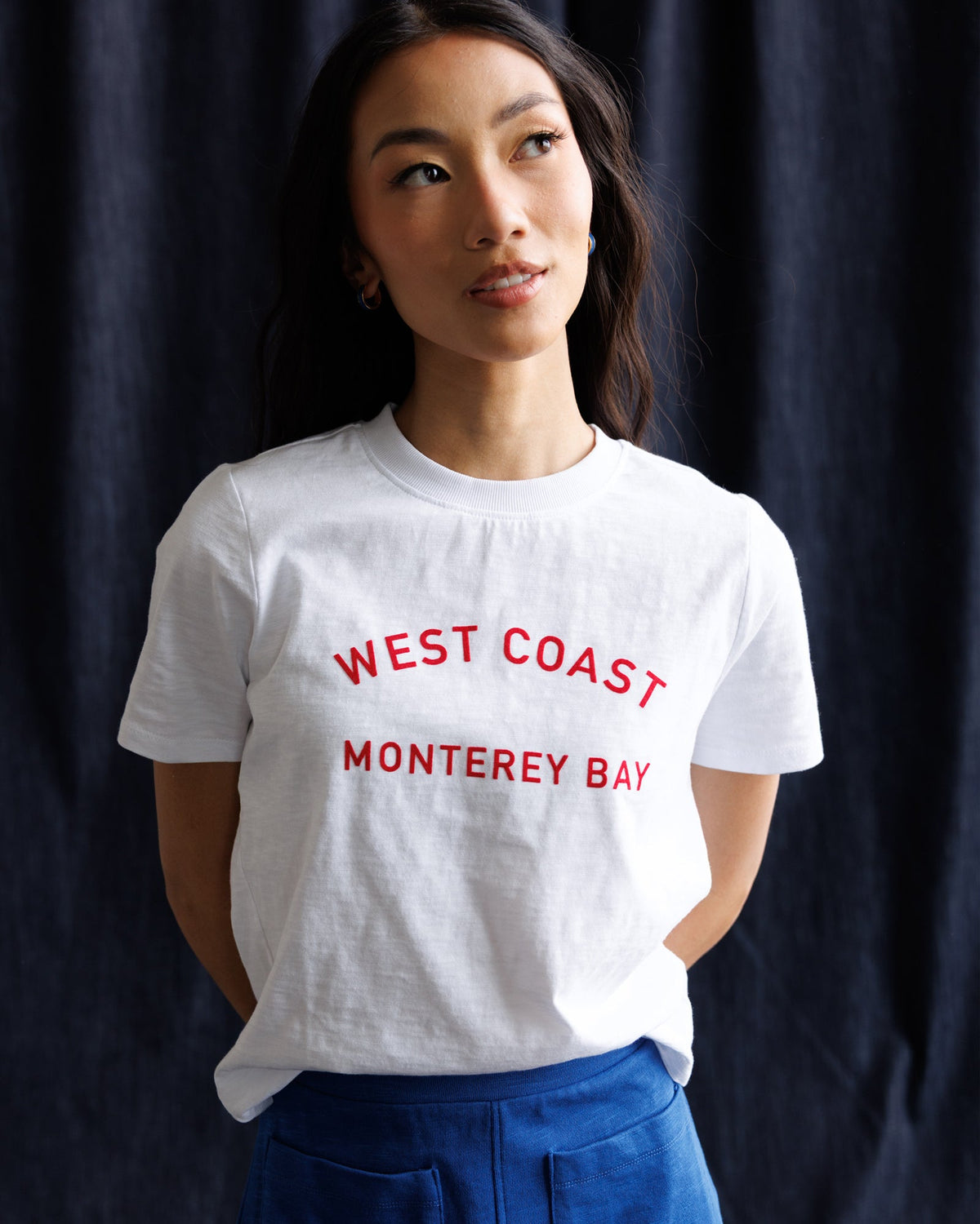 Downeast Monterey Bay Tee, casual tops in soft fabric, featuring a relaxed fit and ocean-inspired design for everyday wear.