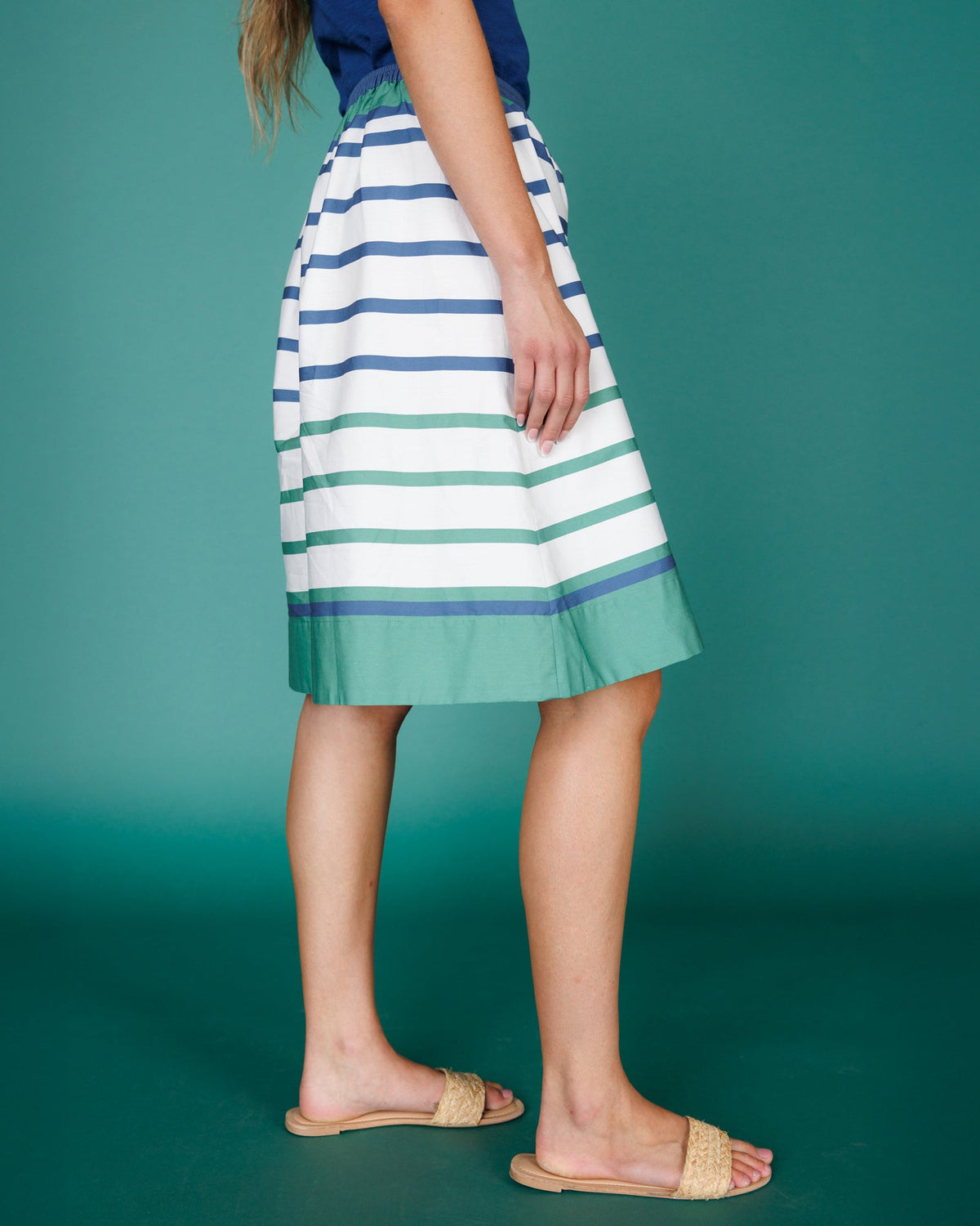 Downeast Sag Harbor skirt in a flowy fabric, featuring a stylish design and neutral color, perfect for casual or dressy occasions.