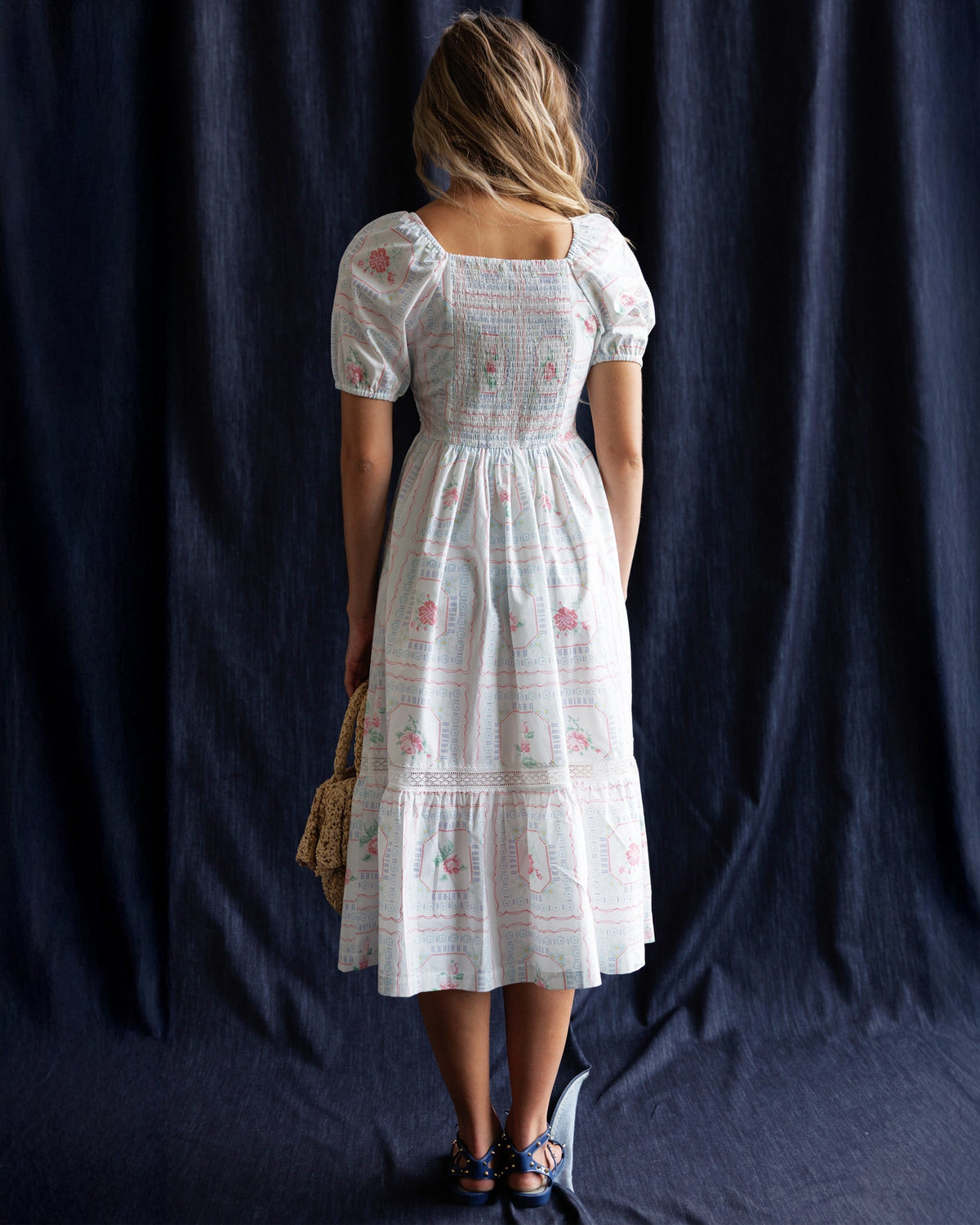 Downeast cross stitch crochet dress, stylish women’s dress with intricate embroidery, casual summer fashion, final sale.
